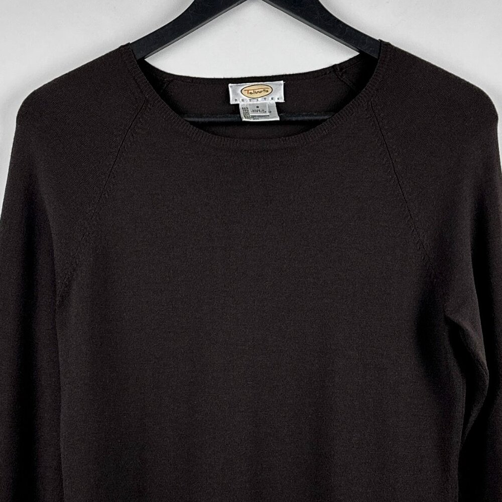 Talbots Brown Lightweight Scoop Neck Sweater Rayon Nylon Size Small Petite SP - Picture 2 of 9